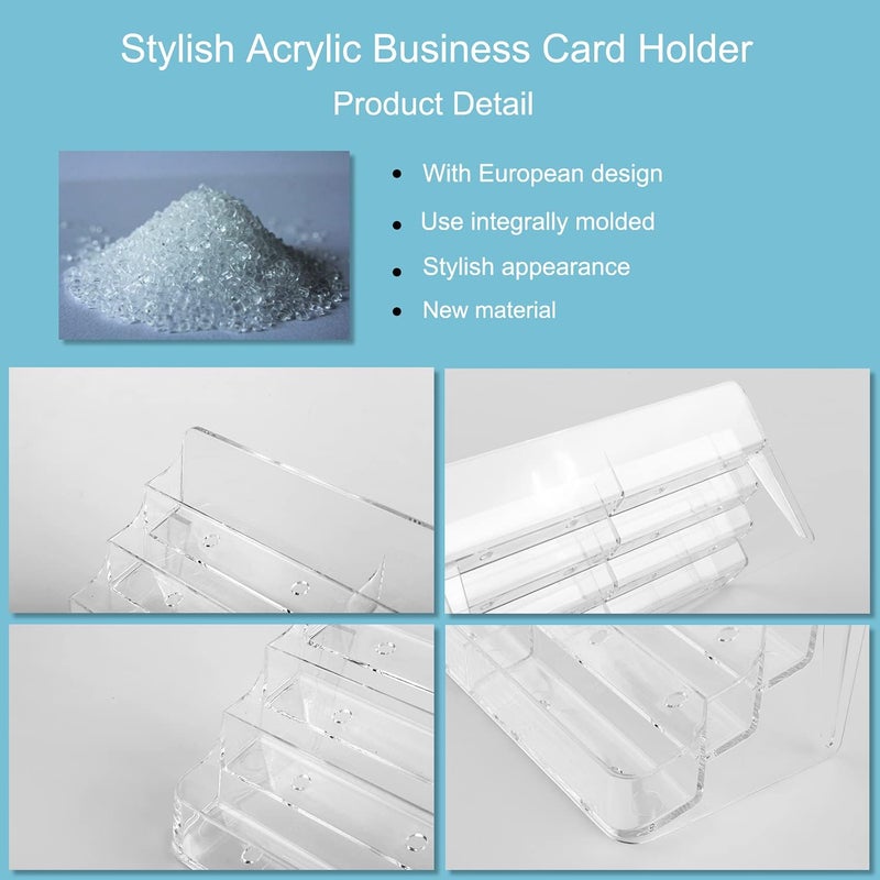 GOWALL Business Card Holder, 8 Pocket Acrylic Business Card Holder for Desk Clear Business Card Stand Desktop Business Card Holders Plastic Business Card Display for Exhibition, Home and Office, 4 PCS - Image 5